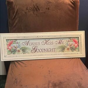 Hobby Lobby Always Kiss Me Goodnight Floral Wall Art - Cream, Red, Green